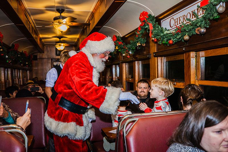 Santa Claus visits with all the Children on Polar Express Train Ride